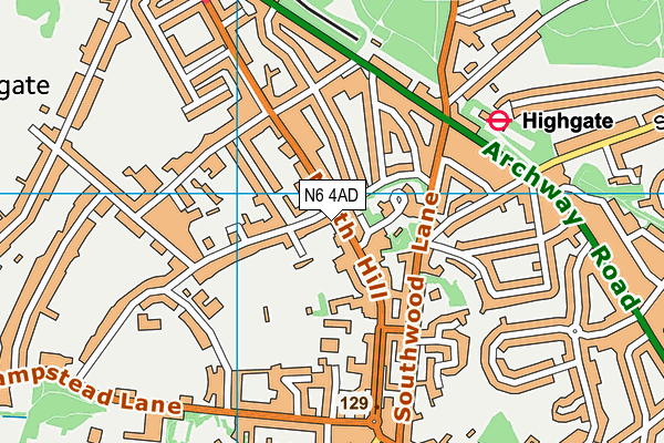 N6 4AD map - OS VectorMap District (Ordnance Survey)