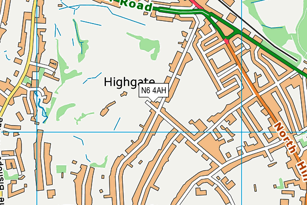 Highgate Golf Club map (N6 4AH) - OS VectorMap District (Ordnance Survey)