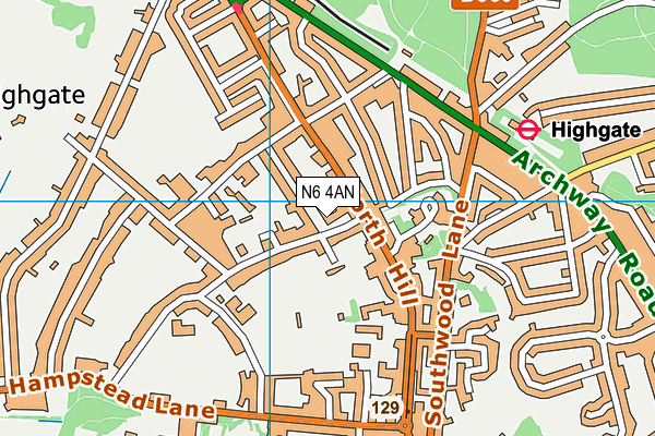 N6 4AN map - OS VectorMap District (Ordnance Survey)