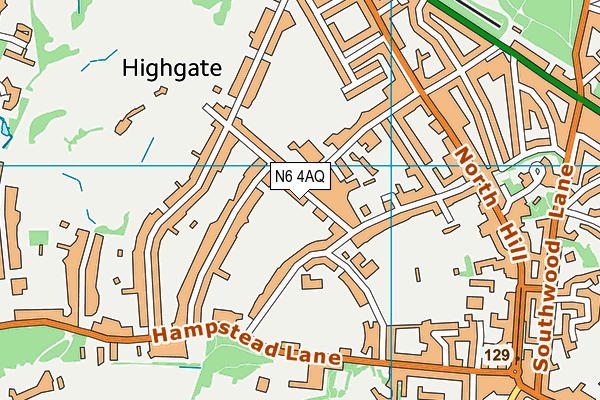 N6 4AQ map - OS VectorMap District (Ordnance Survey)