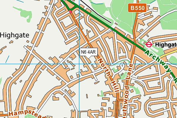 N6 4AR map - OS VectorMap District (Ordnance Survey)