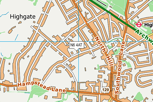 N6 4AT map - OS VectorMap District (Ordnance Survey)