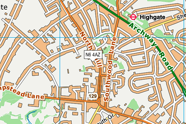 N6 4AZ map - OS VectorMap District (Ordnance Survey)