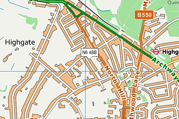 N6 4BB map - OS VectorMap District (Ordnance Survey)