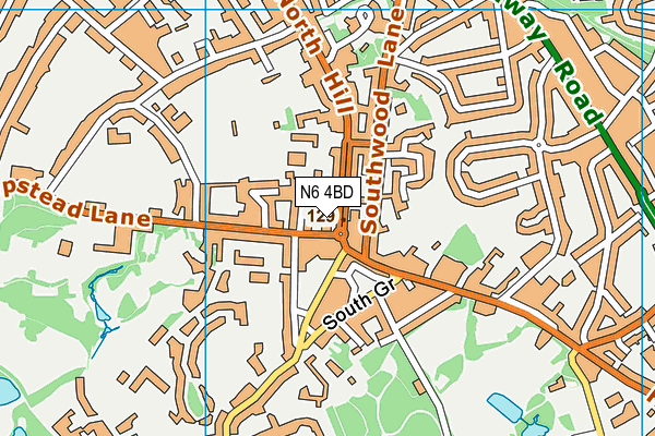 N6 4BD map - OS VectorMap District (Ordnance Survey)