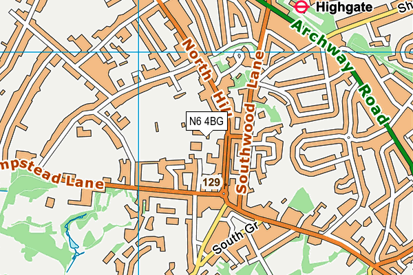 N6 4BG map - OS VectorMap District (Ordnance Survey)