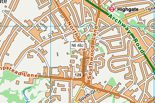 N6 4BJ map - OS VectorMap District (Ordnance Survey)