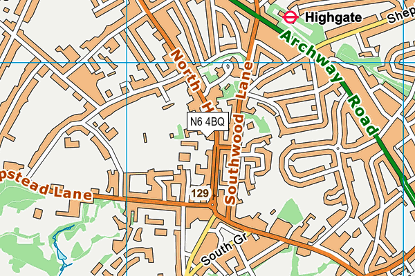 N6 4BQ map - OS VectorMap District (Ordnance Survey)