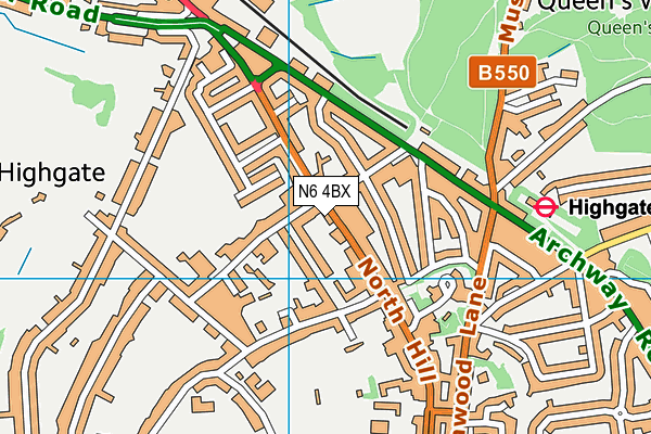 N6 4BX map - OS VectorMap District (Ordnance Survey)