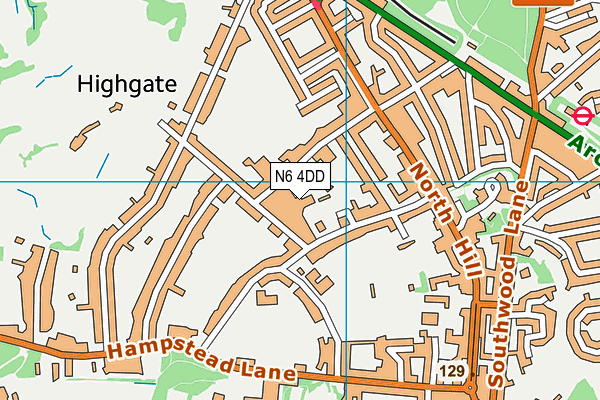 N6 4DD map - OS VectorMap District (Ordnance Survey)