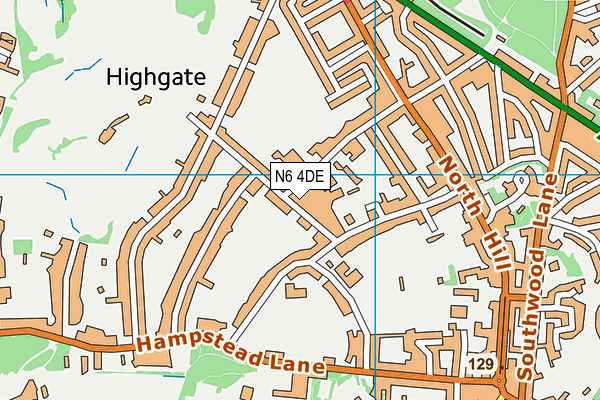 N6 4DE map - OS VectorMap District (Ordnance Survey)