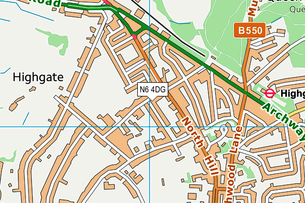 N6 4DG map - OS VectorMap District (Ordnance Survey)