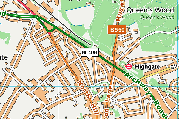 N6 4DH map - OS VectorMap District (Ordnance Survey)