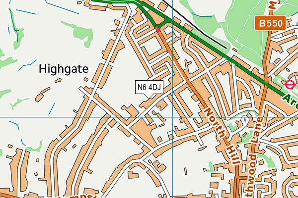 N6 4DJ map - OS VectorMap District (Ordnance Survey)