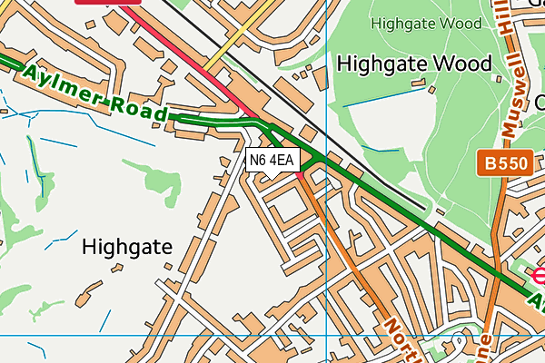 N6 4EA map - OS VectorMap District (Ordnance Survey)