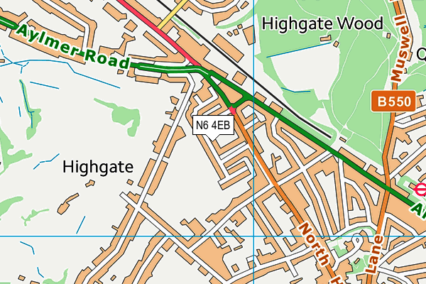 N6 4EB map - OS VectorMap District (Ordnance Survey)