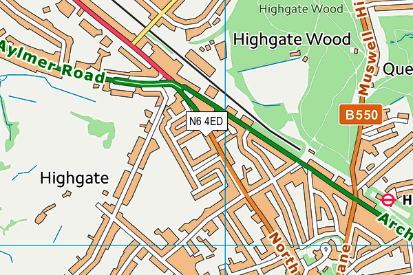 Highgate Primary School map (N6 4ED) - OS VectorMap District (Ordnance Survey)