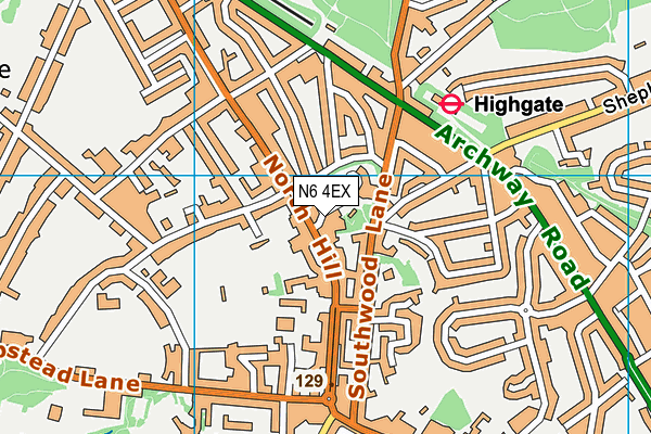 N6 4EX map - OS VectorMap District (Ordnance Survey)