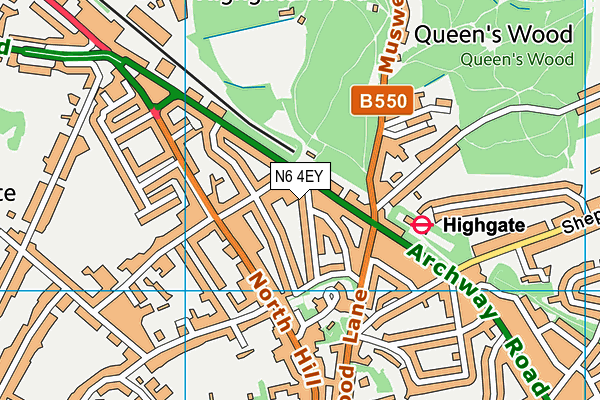 N6 4EY map - OS VectorMap District (Ordnance Survey)