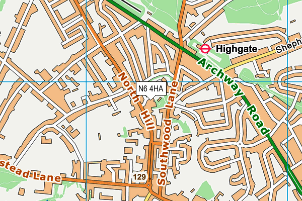 N6 4HA map - OS VectorMap District (Ordnance Survey)