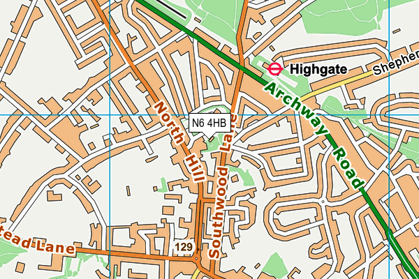 N6 4HB map - OS VectorMap District (Ordnance Survey)