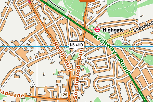 N6 4HD map - OS VectorMap District (Ordnance Survey)