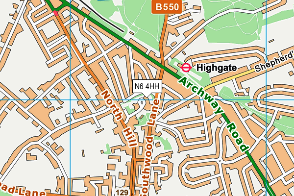 N6 4HH map - OS VectorMap District (Ordnance Survey)