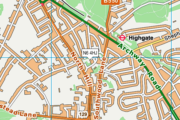 N6 4HJ map - OS VectorMap District (Ordnance Survey)