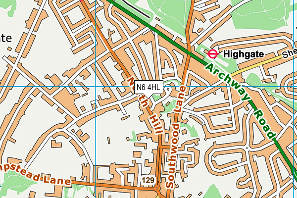 N6 4HL map - OS VectorMap District (Ordnance Survey)