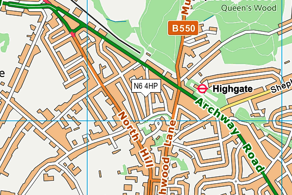 N6 4HP map - OS VectorMap District (Ordnance Survey)