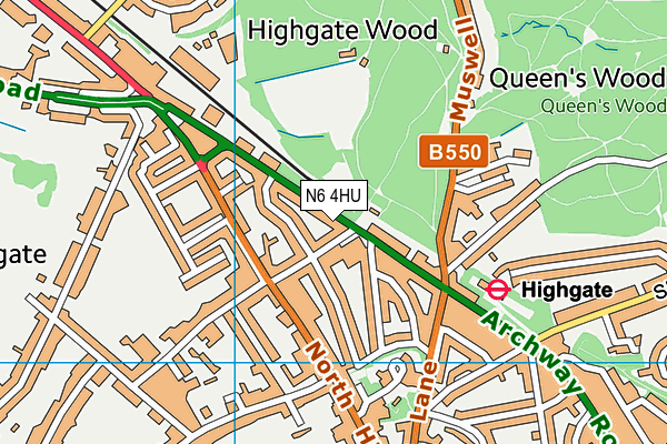 N6 4HU map - OS VectorMap District (Ordnance Survey)