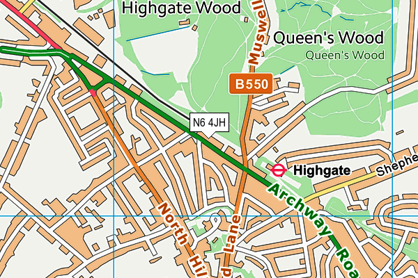 N6 4JH map - OS VectorMap District (Ordnance Survey)