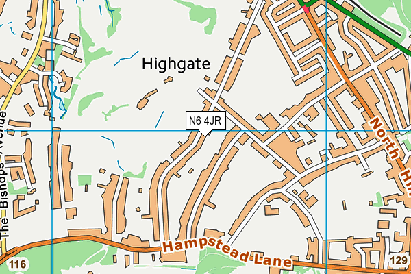 N6 4JR map - OS VectorMap District (Ordnance Survey)