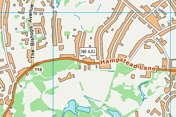 N6 4JU map - OS VectorMap District (Ordnance Survey)