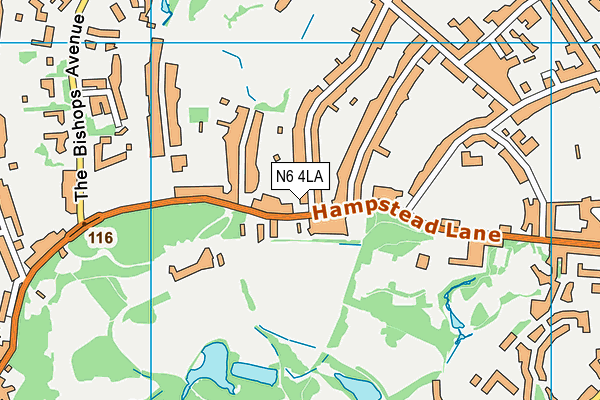 N6 4LA map - OS VectorMap District (Ordnance Survey)