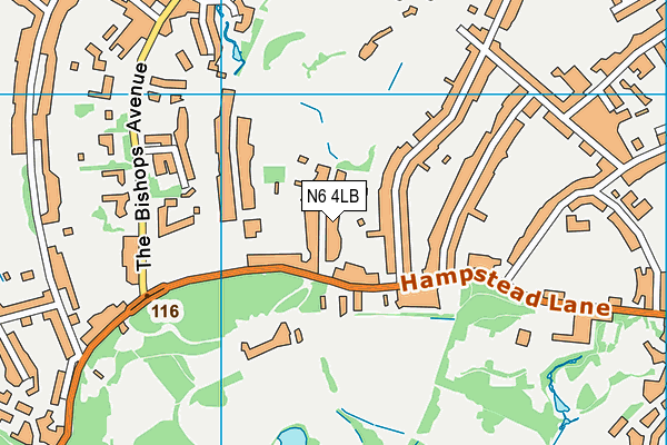 N6 4LB map - OS VectorMap District (Ordnance Survey)