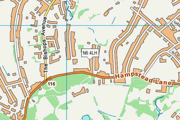 N6 4LH map - OS VectorMap District (Ordnance Survey)