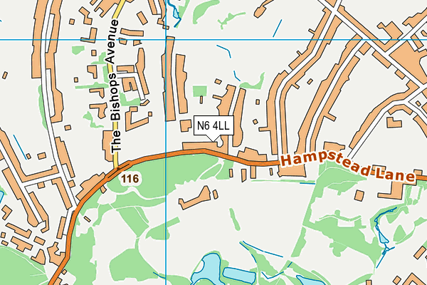 N6 4LL map - OS VectorMap District (Ordnance Survey)