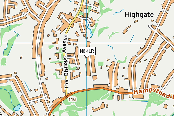 N6 4LR map - OS VectorMap District (Ordnance Survey)
