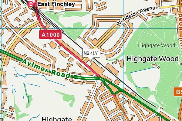 N6 4LY map - OS VectorMap District (Ordnance Survey)