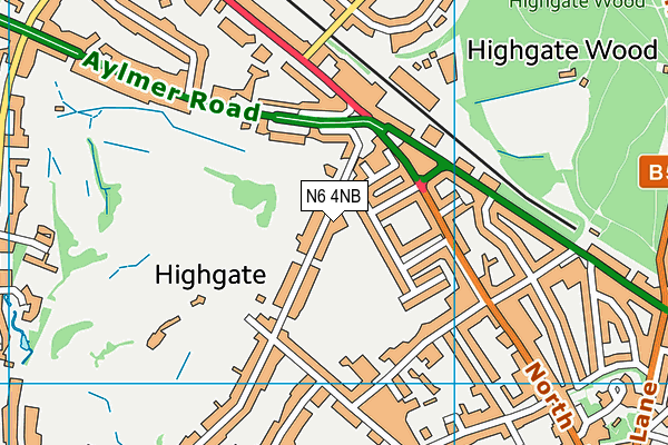 N6 4NB map - OS VectorMap District (Ordnance Survey)