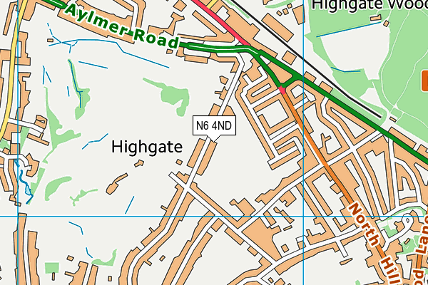 N6 4ND map - OS VectorMap District (Ordnance Survey)