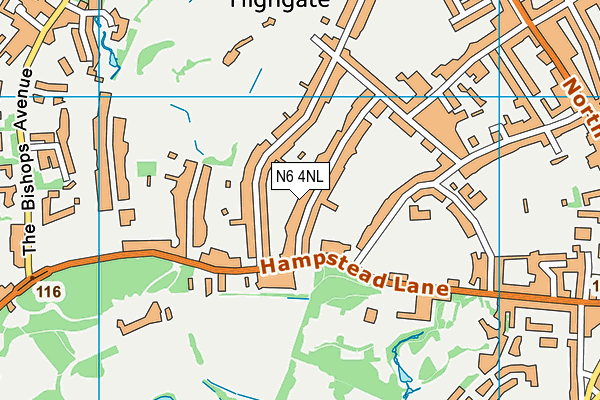 N6 4NL map - OS VectorMap District (Ordnance Survey)