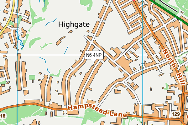 N6 4NP map - OS VectorMap District (Ordnance Survey)