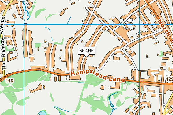 N6 4NS map - OS VectorMap District (Ordnance Survey)