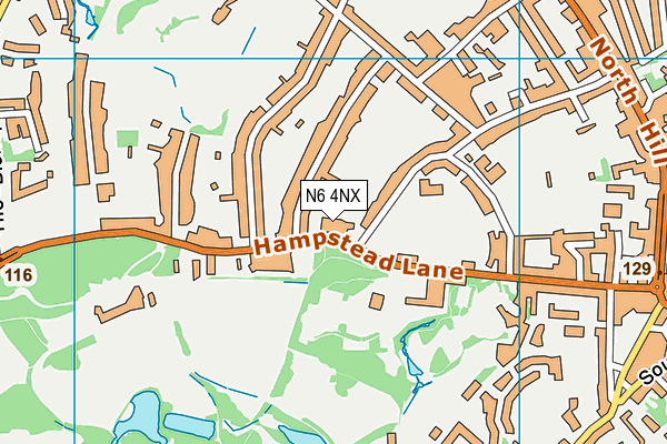 N6 4NX map - OS VectorMap District (Ordnance Survey)