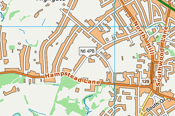 N6 4PB map - OS VectorMap District (Ordnance Survey)