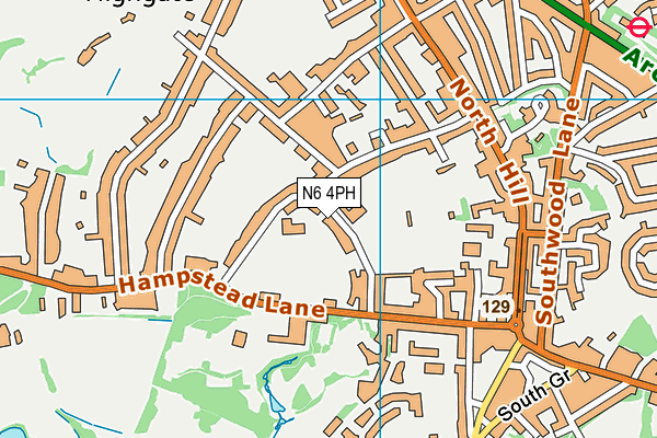 N6 4PH map - OS VectorMap District (Ordnance Survey)