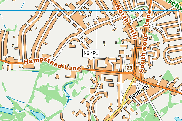 N6 4PL map - OS VectorMap District (Ordnance Survey)