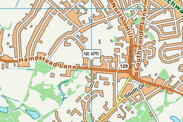N6 4PR map - OS VectorMap District (Ordnance Survey)